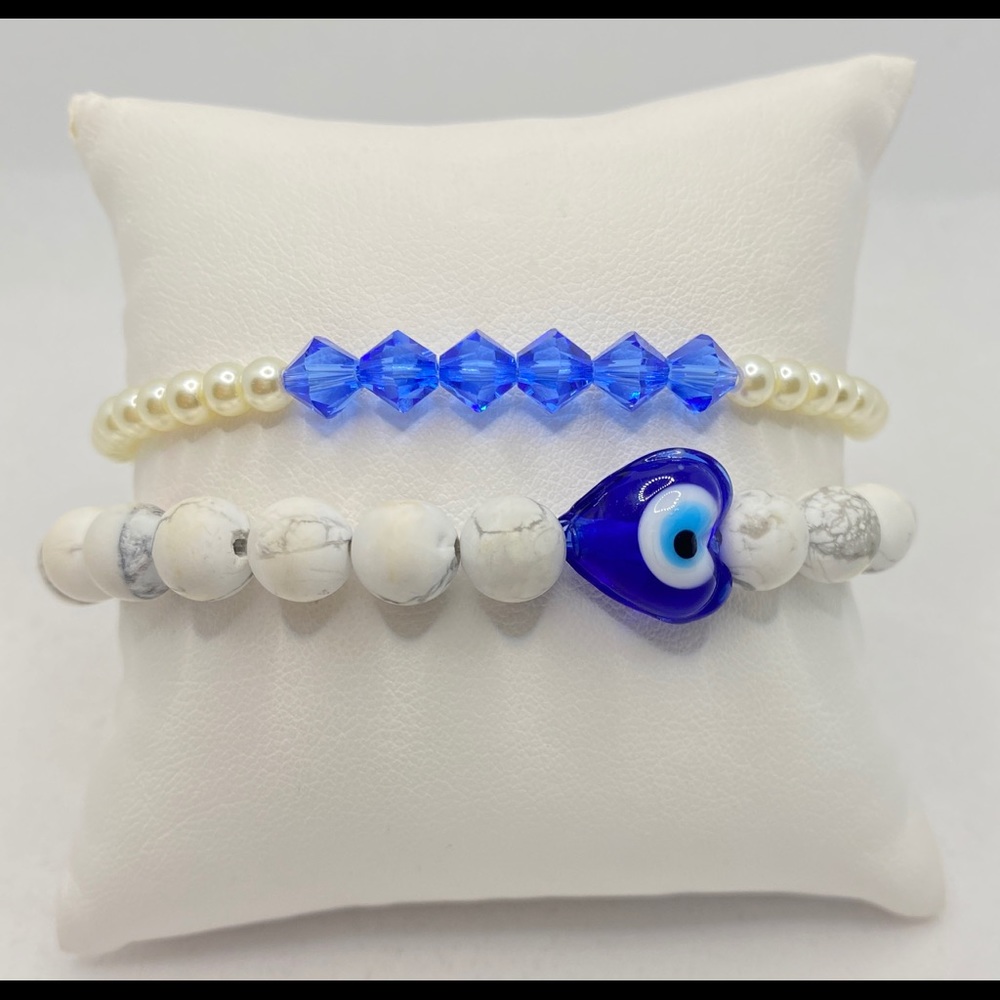swarovski crystals and glass evil eye bead